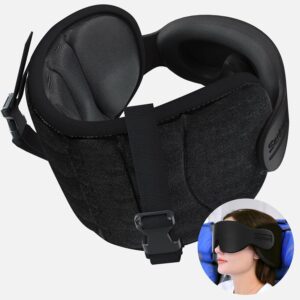 Travel Pillows for Airplanes, Airplane Pillow for Long Flight, Airplane Head Strap with Eye Mask for Sleep